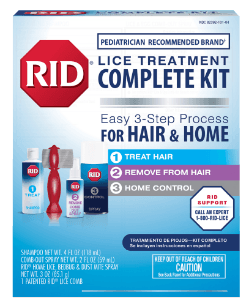 RID Lice Treatment Complete Kit box for hair and home, front view on a white background