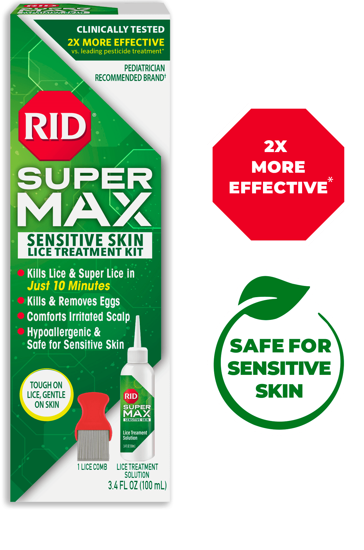 RID SUPER MAX Sensitive Skin Lice Treatment Kit image 1